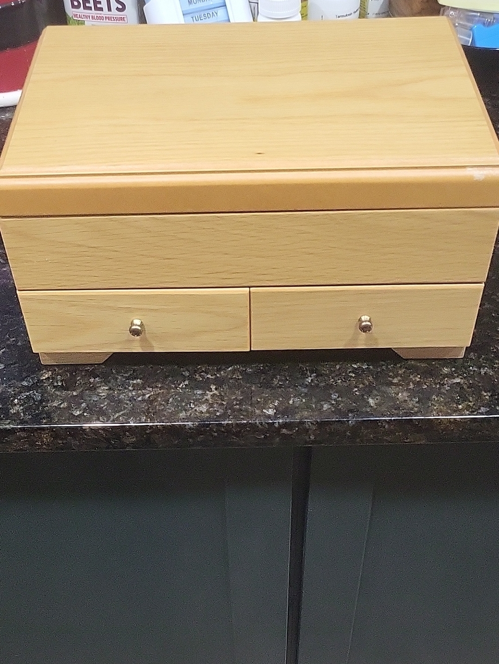 Wood Jewelry Box with Two Drawers - Natural Light Wood